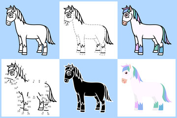 Cartoon Animals set of HORSE