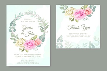 beautiful wedding invitation with floral template