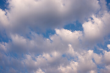 Blue sky  with tiny clouds. Beautiful photo background. wonderful texture.
