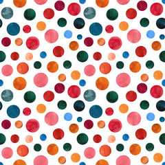 Abstract background. Watercolor seamless background of circles. Bright circles. Perfect for greeting card, invitation, textile design or for wrapping paper.
