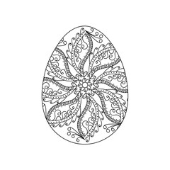Coloring book for adult . Easter Eggs. Black and White hand drawn decorative design element