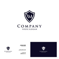 creative simple design logo letter wm shield