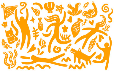 Summer Clip Art. Summer silhouette item fun people