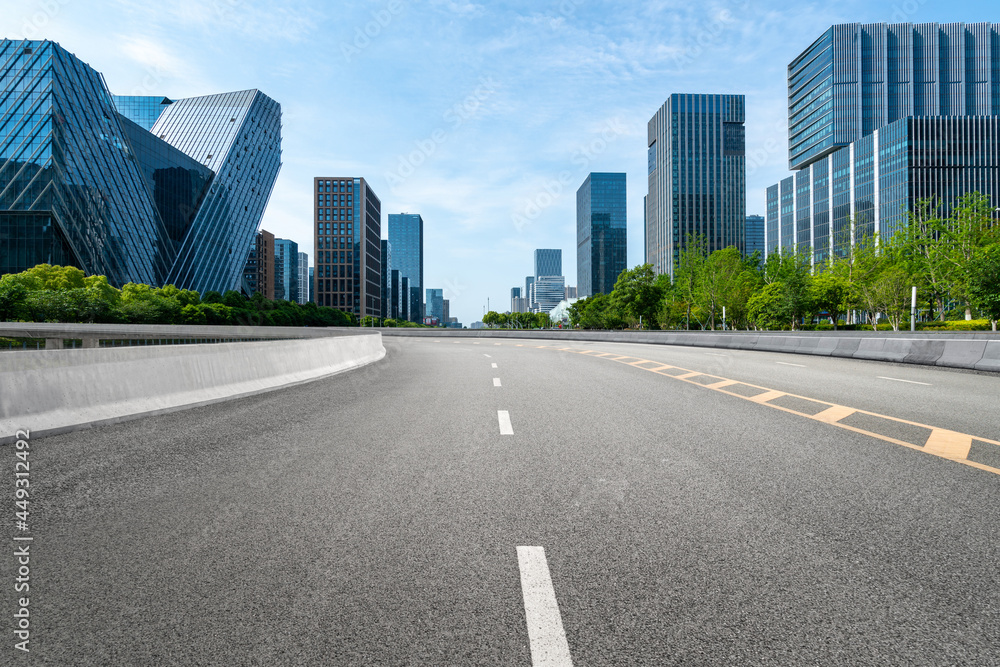 Wall mural Expressway background and urban skyline