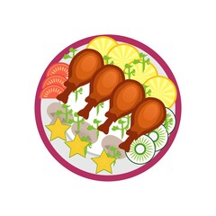 Illustration design moo ping Thai food element free vector