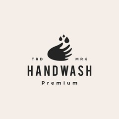 hand wash water drop hipster vintage logo vector icon illustration