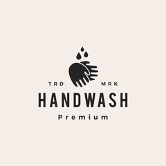 hand wash water drop hipster vintage logo vector icon illustration
