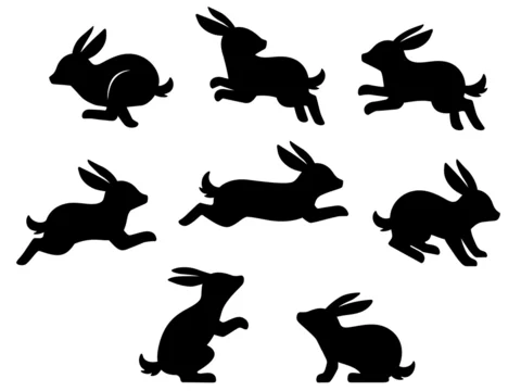ウサギのシルエットイラストセット 走る 立つ 座る Stock Vector Adobe Stock