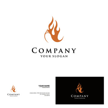 Creative Simple Design Logo Fire Hot Chile