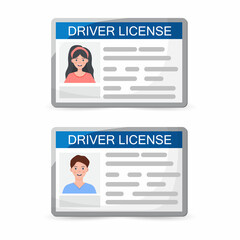 Fototapeta na wymiar Vector man and woman driver license plastic card template