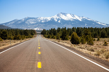 Long road off into the distance towards the horizon in the USA