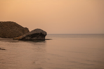 Fototapeta na wymiar Landscape of Monsul Beach in Cabo de gata, Almeria, Spain, during sunrise