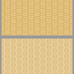 Beautiful background patterns with floral elements, vector set. Seamless pattern, texture. Colors used: shades of gold.