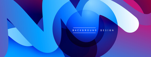 Abstract overlapping lines and circles geometric background with gradient colors