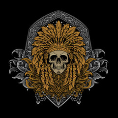 skull indian vector illustration
