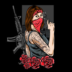 girl gangster vector illustration 
