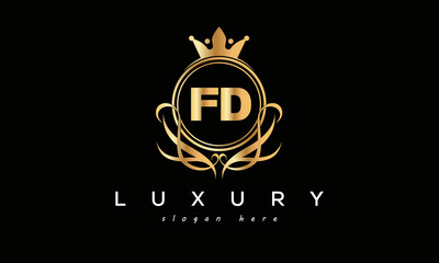 FD royal premium luxury logo with crown	