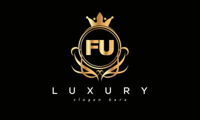 FU royal premium luxury logo with crown	