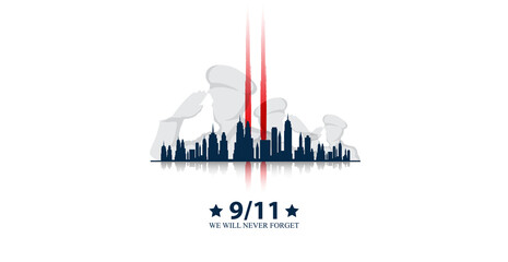 Patriot day USA. We will never forget. September 11 - Powered by Adobe