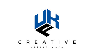 UKF letters creative logo with hexagon	