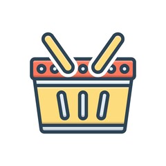 Color illustration icon for basket