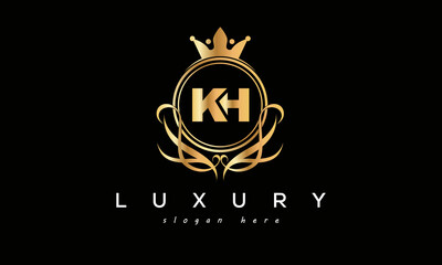 KH royal premium luxury logo with crown	