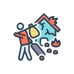 Color illustration icon for refugees