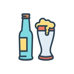 Color illustration icon for beer
