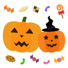 ハロウィン　お菓子とかぼちゃ