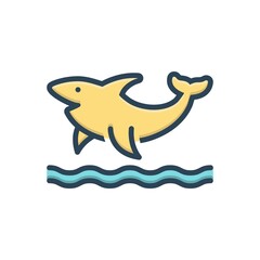 Color illustration icon for shark