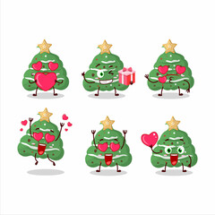 Fototapeta premium Buttercream christmas cartoon character with love cute emoticon