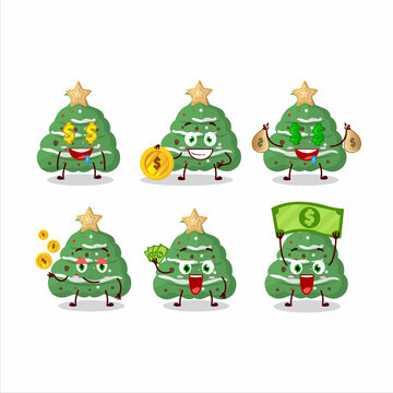Buttercream christmas cartoon character with cute emoticon bring money