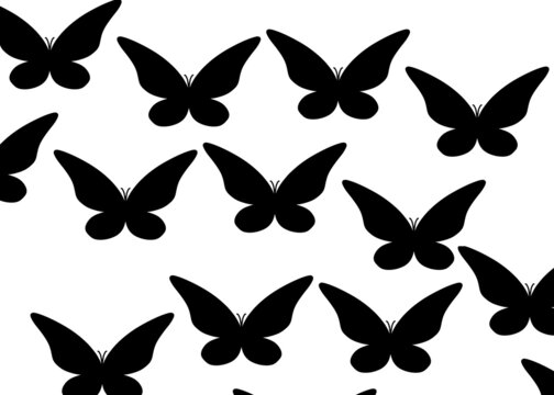 Silhouette butterflies isolated on white