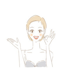 説明をする女性　オーケー