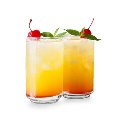 Glass of tasty Sex on the Beach cocktail on white background