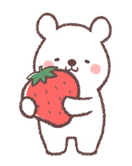 笑顔の子供シロクマとイチゴ