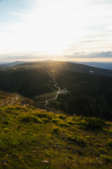 sunset in the giant mountains, Snezka, Czech Republic