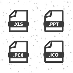 Document file icons. Download XLS, PPT, PCX and ICO symbol sign. Web Buttons.