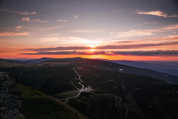 sunset in the giant mountains, Snezka, Czech Republic