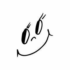 Hand drawn smile, smiling smiley face. Vector illustration, doodle or sketching style.