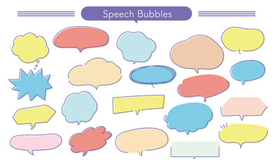 ふきだし、speech bubbles,吹き出し、ベクター素材　あしらい　セット