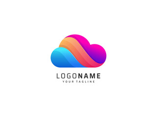 cloud colorful logo design vector template