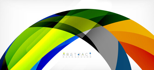 Geometric abstract background. Circle created with overlapping color shapes. Vector Illustration For Wallpaper, Banner, Background, Landing Page