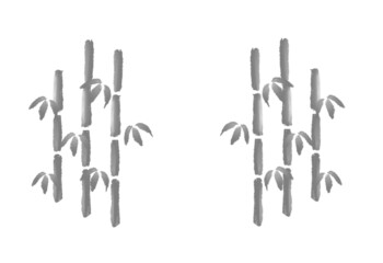 水彩風の竹　水墨画　白黒