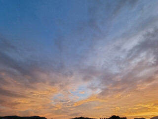 Vanilla sky and evening countryside