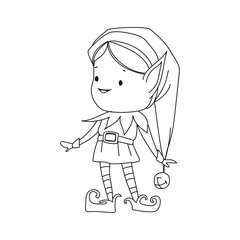 
christmas elf in contour on the white background