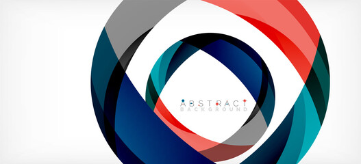 Geometric abstract background. Circle created with overlapping color shapes. Vector Illustration For Wallpaper, Banner, Background, Landing Page