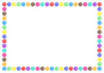 カラフルできれいな水彩タッチのドットイラストフレーム／Colorful watercolor touch dot illustration frame