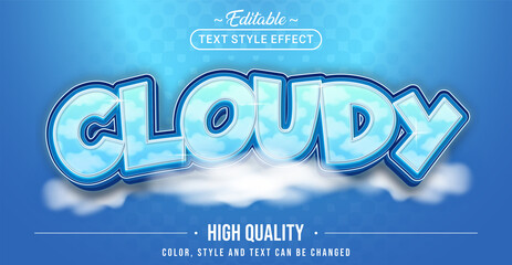 Editable text style effect - Cloudy text style theme.