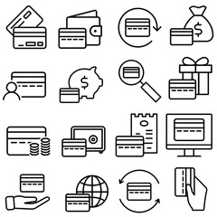 Credit card icon vector set. Bank card illustration sign collection. Bank account symbol or logo.
